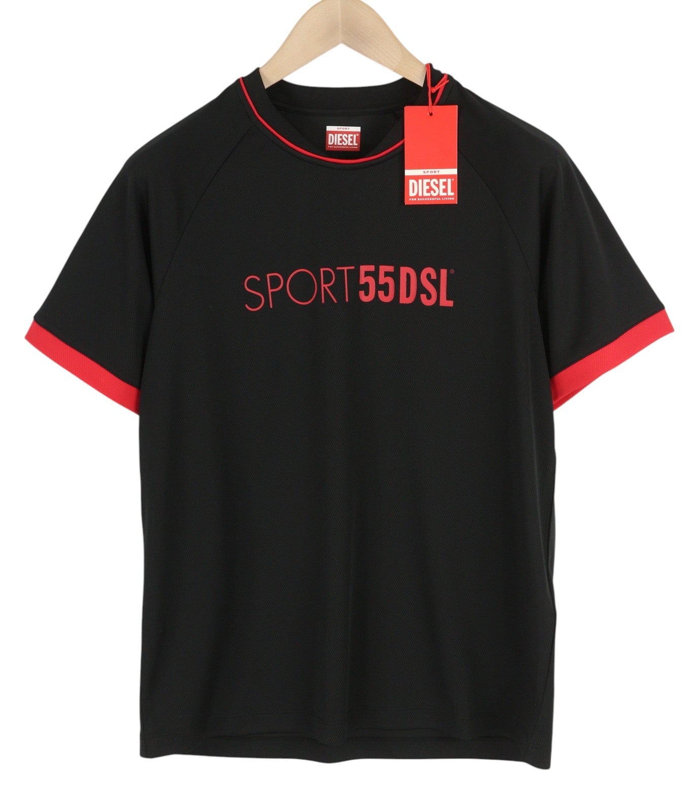 DIESEL Amtee-Crossoon-WT15 Men T-Shirt M Black 55DSL Sport Jersey Short Sleeved