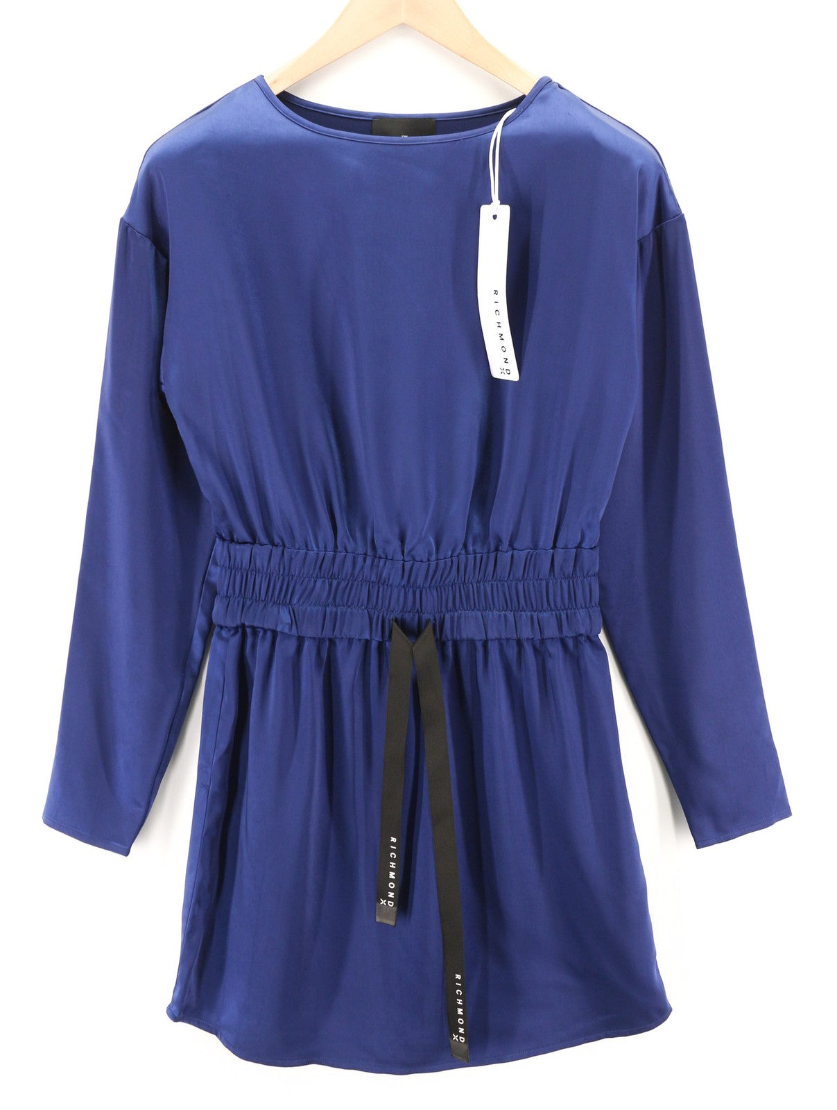 JOHN RICHMOND Womens Classic ~S Blue Long Sleeve Elastic Waist Strap Crew Mini