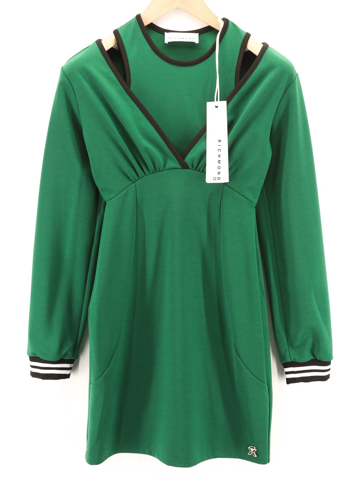 JOHN RICHMOND Womens Classic S Green Long Sleeve Cut-Out  All Seasons Short