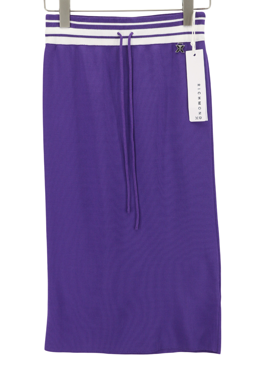 JOHN RICHMOND Women Set S Violet Long Sleeve Sweatshirt Zipper Knee-Length Skirt
