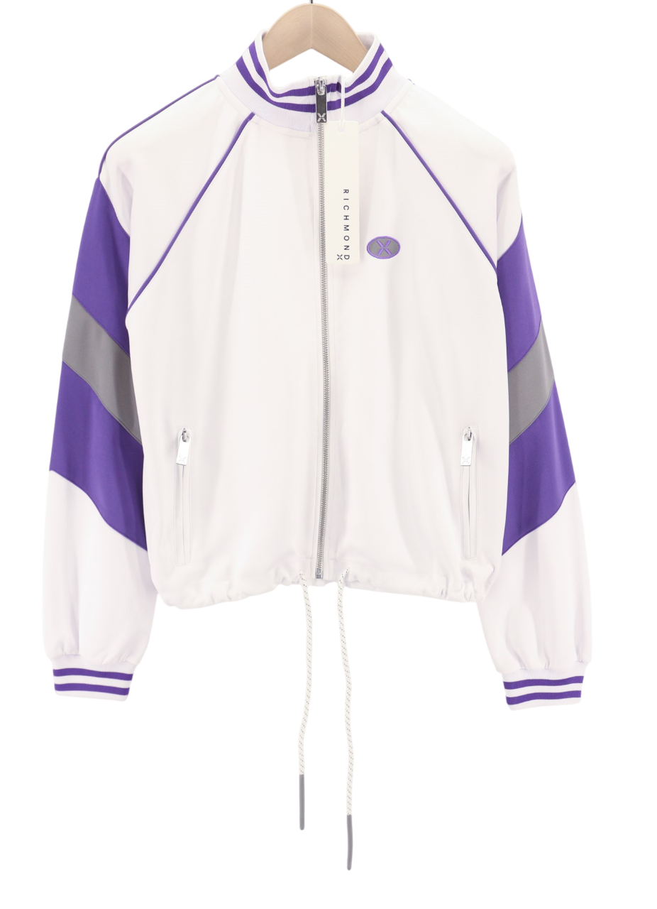 JOHN RICHMOND Women Set S Violet Long Sleeve Sweatshirt Zipper Knee-Length Skirt