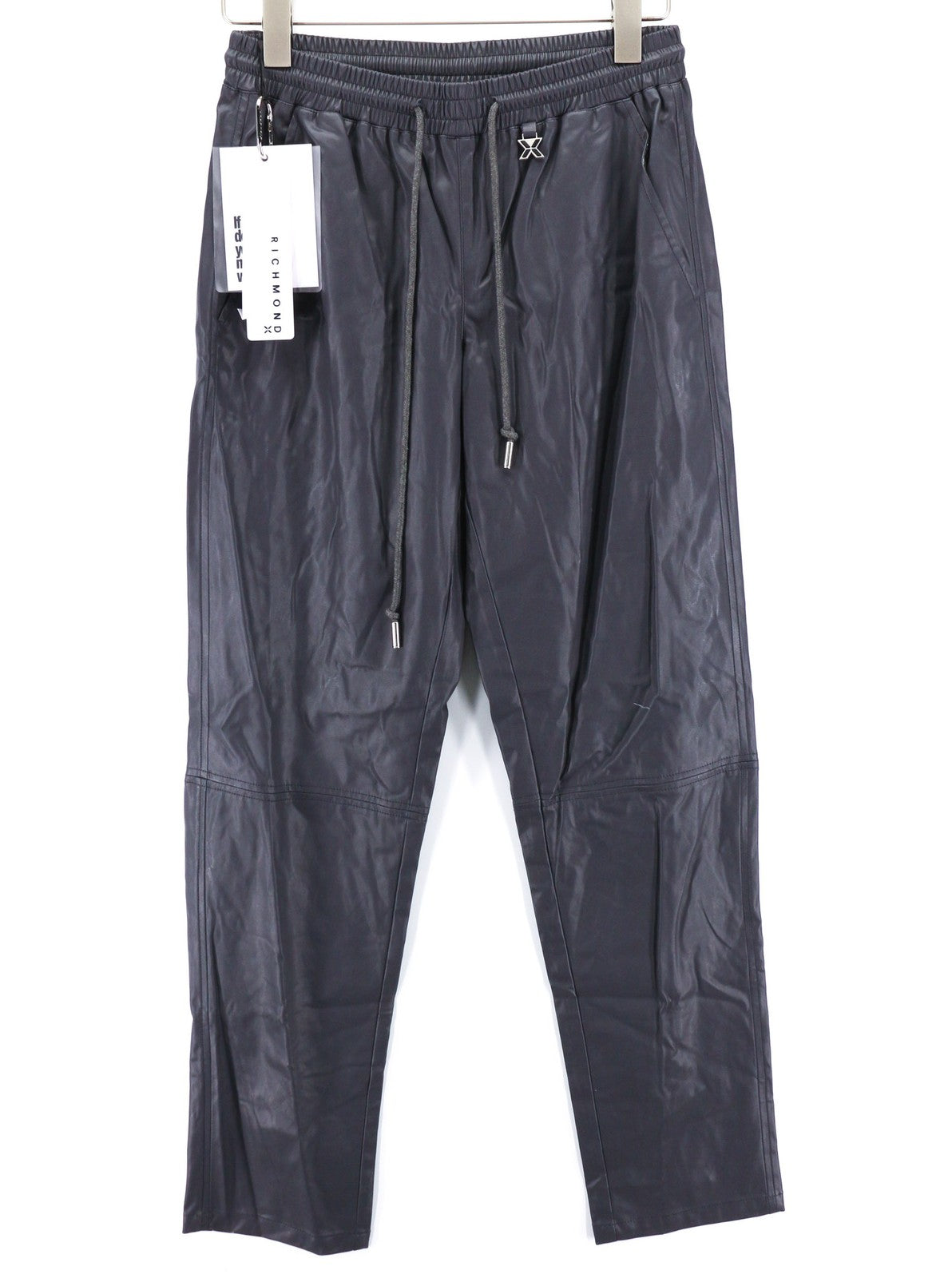 JOHN RICHMOND Womens Set S Grey Fake Leather Buttoned Outfits Regular 2 Pc