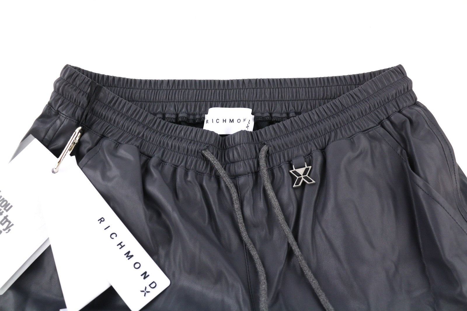 JOHN RICHMOND Womens Set S Grey Fake Leather Buttoned Outfits Regular 2 Pc