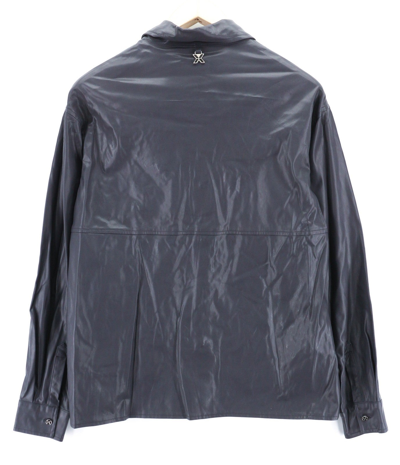 JOHN RICHMOND Womens Set S Grey Fake Leather Buttoned Outfits Regular 2 Pc