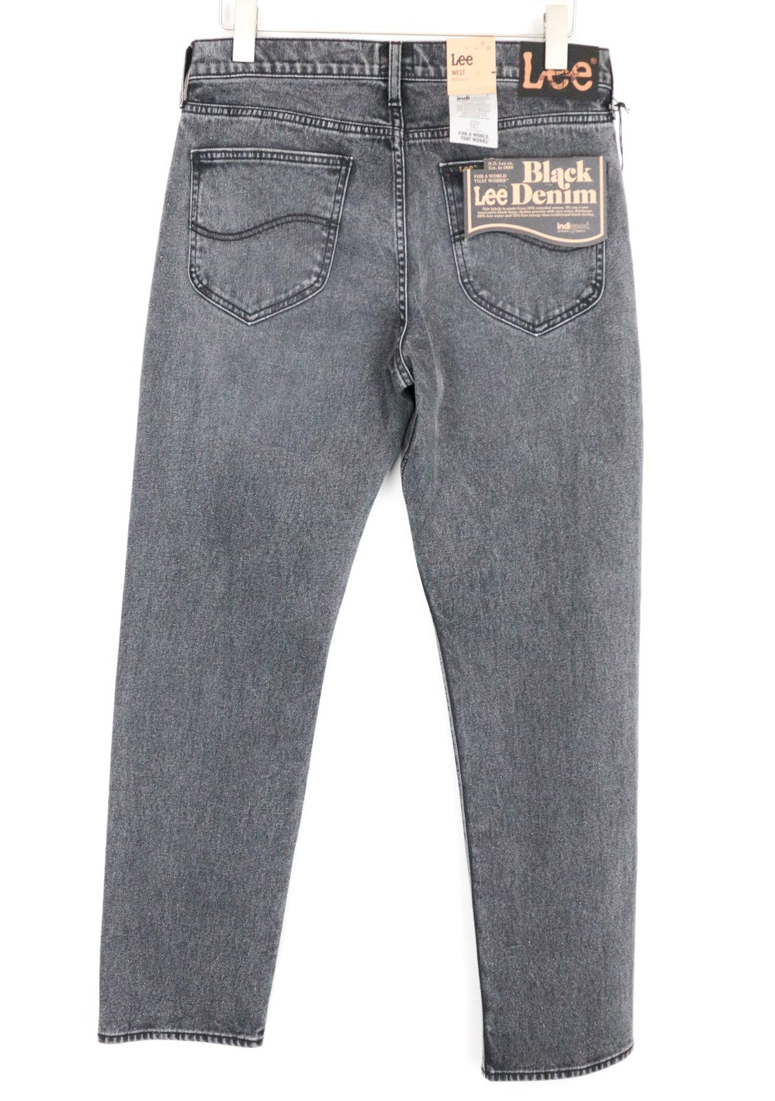 LEE West Men's Jeans W32/L32 Relaxed Fit Washed Grey Cotton Stretch Denim