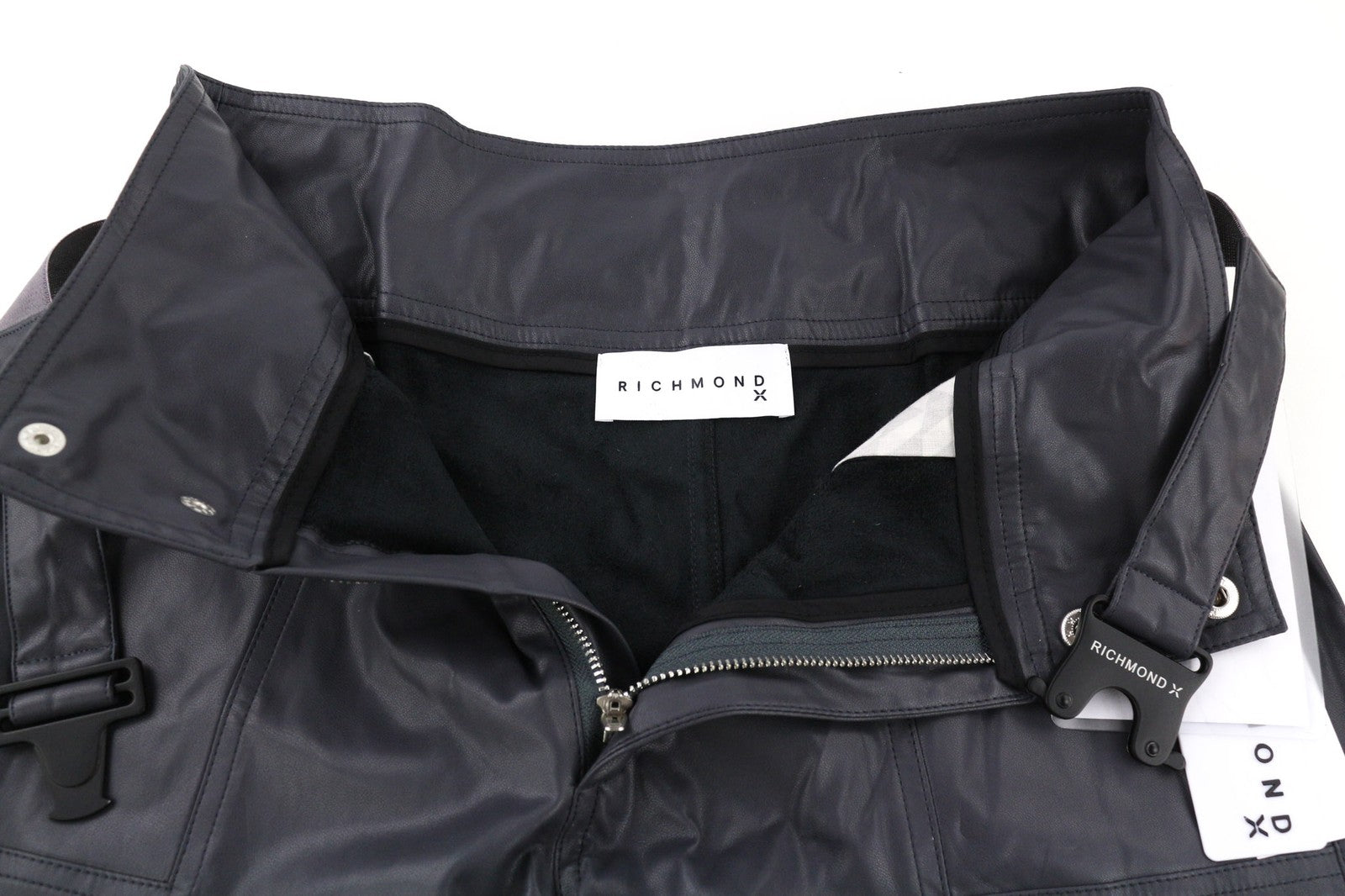 JOHN RICHMOND Womens Shorts S Grey Fake Leather High Rise Belted Pockets