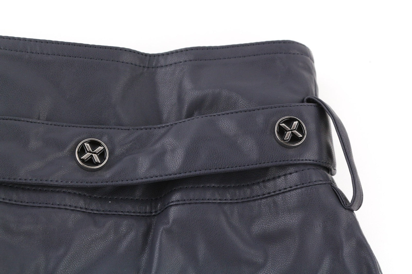 JOHN RICHMOND Womens Shorts S Grey Fake Leather High Rise Belted Pockets