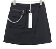 JOHN RICHMOND Womens Skirt ~S Black Chain Zipper Patch Pocket   Short