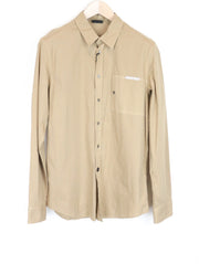 RICHMOND Men's Shirt L Light Brown Stretch Cotton Long Sleeve Button-Up Fit