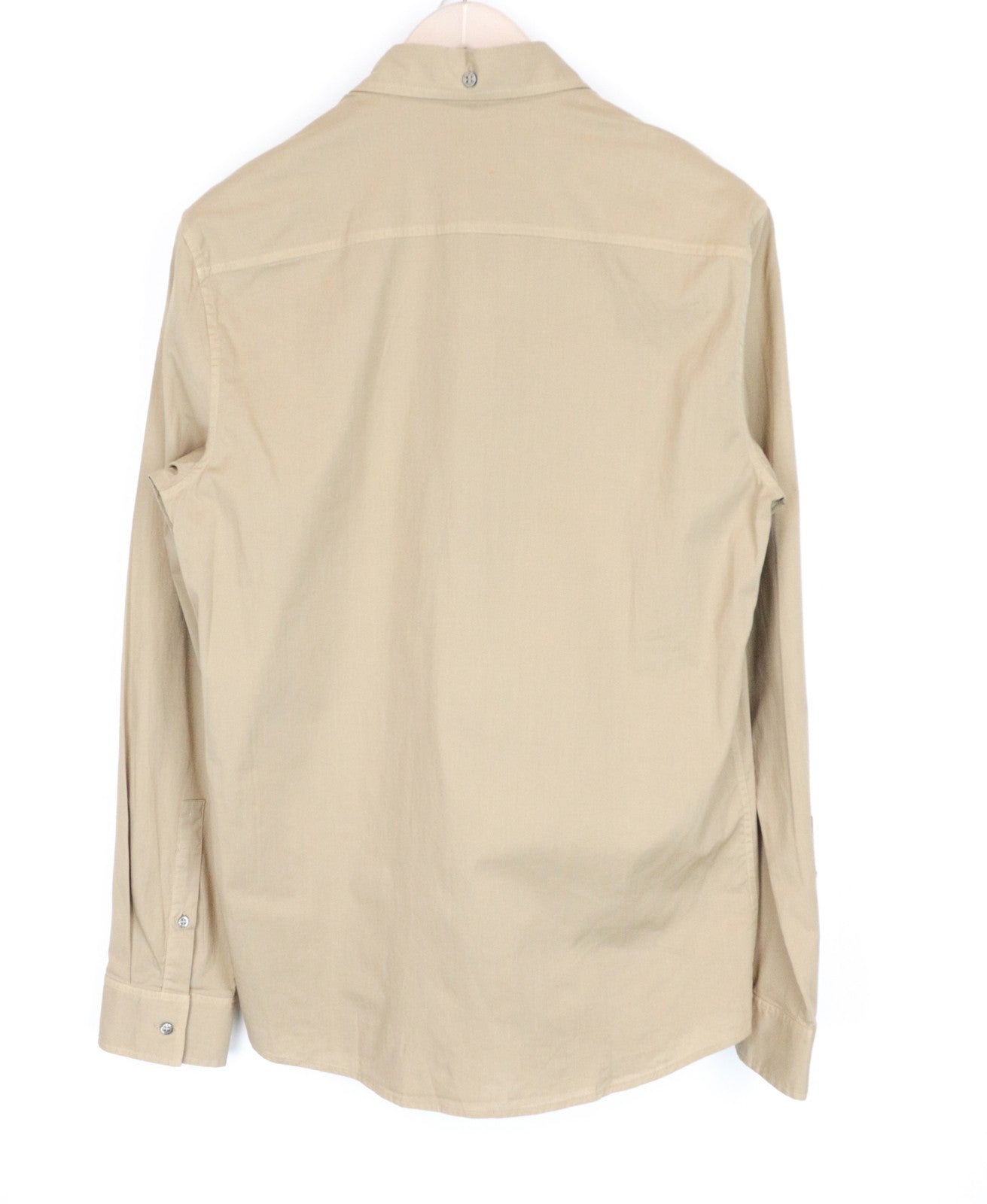 RICHMOND Men's Shirt L Light Brown Stretch Cotton Long Sleeve Button-Up Fit