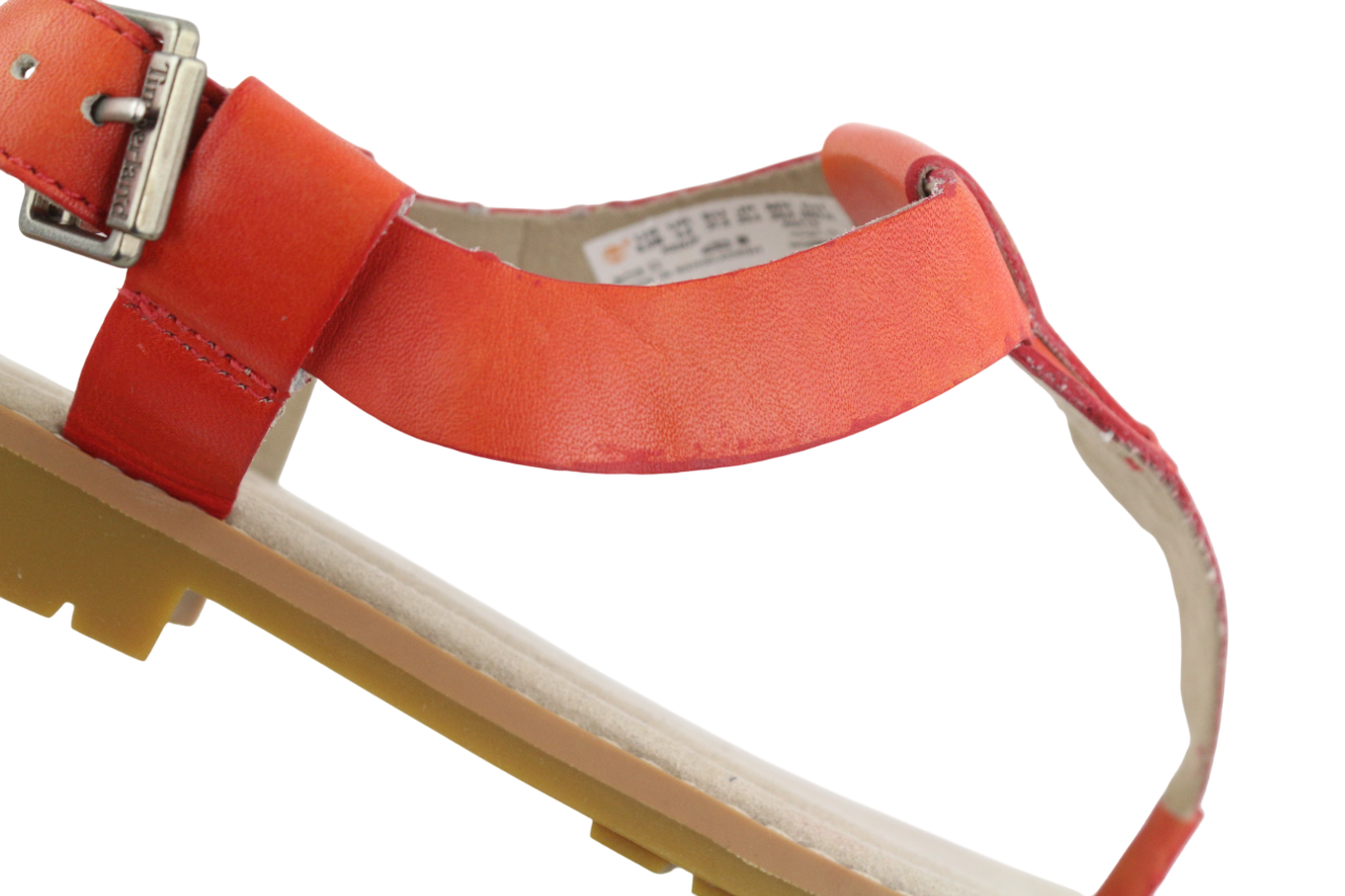 TIMBERLAND A23UF Womens EU37.5 UK4.5 Orange Leather Open Toe Buckle Sandals