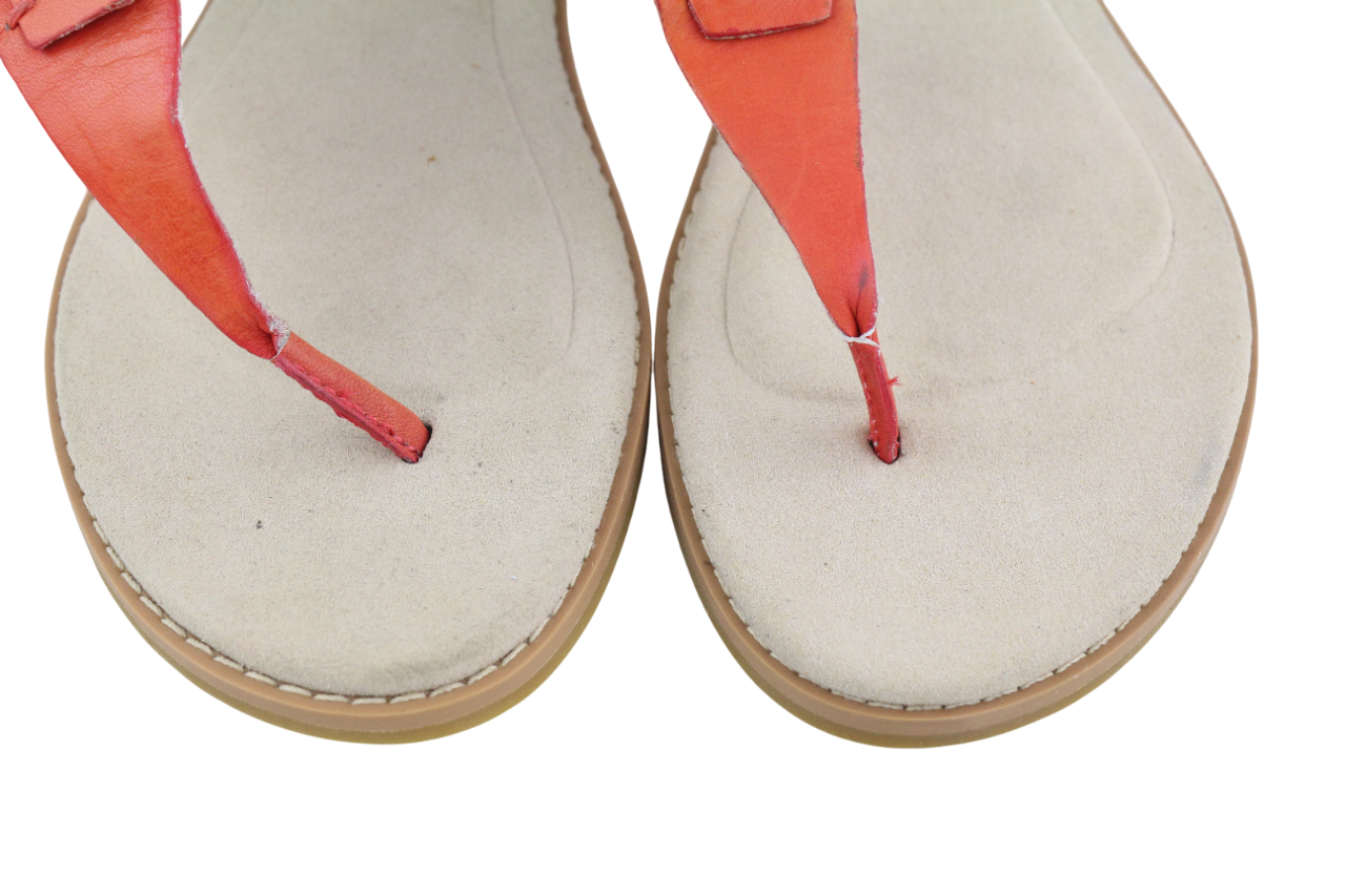 TIMBERLAND A23UF Womens EU37.5 UK4.5 Orange Leather Open Toe Buckle Sandals