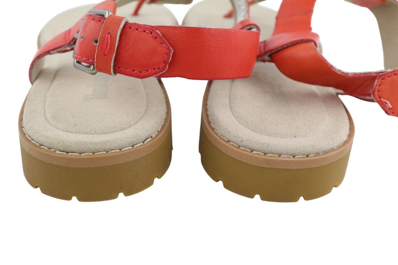 TIMBERLAND A23UF Womens EU37.5 UK4.5 Orange Leather Open Toe Buckle Sandals