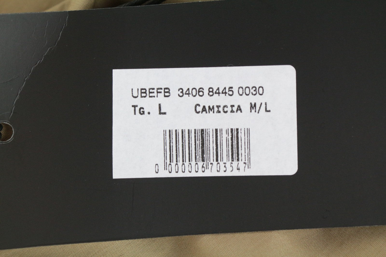 RICHMOND Men's Shirt L Light Brown Cotton Stretch Button-Up Pocket Long Sleeve