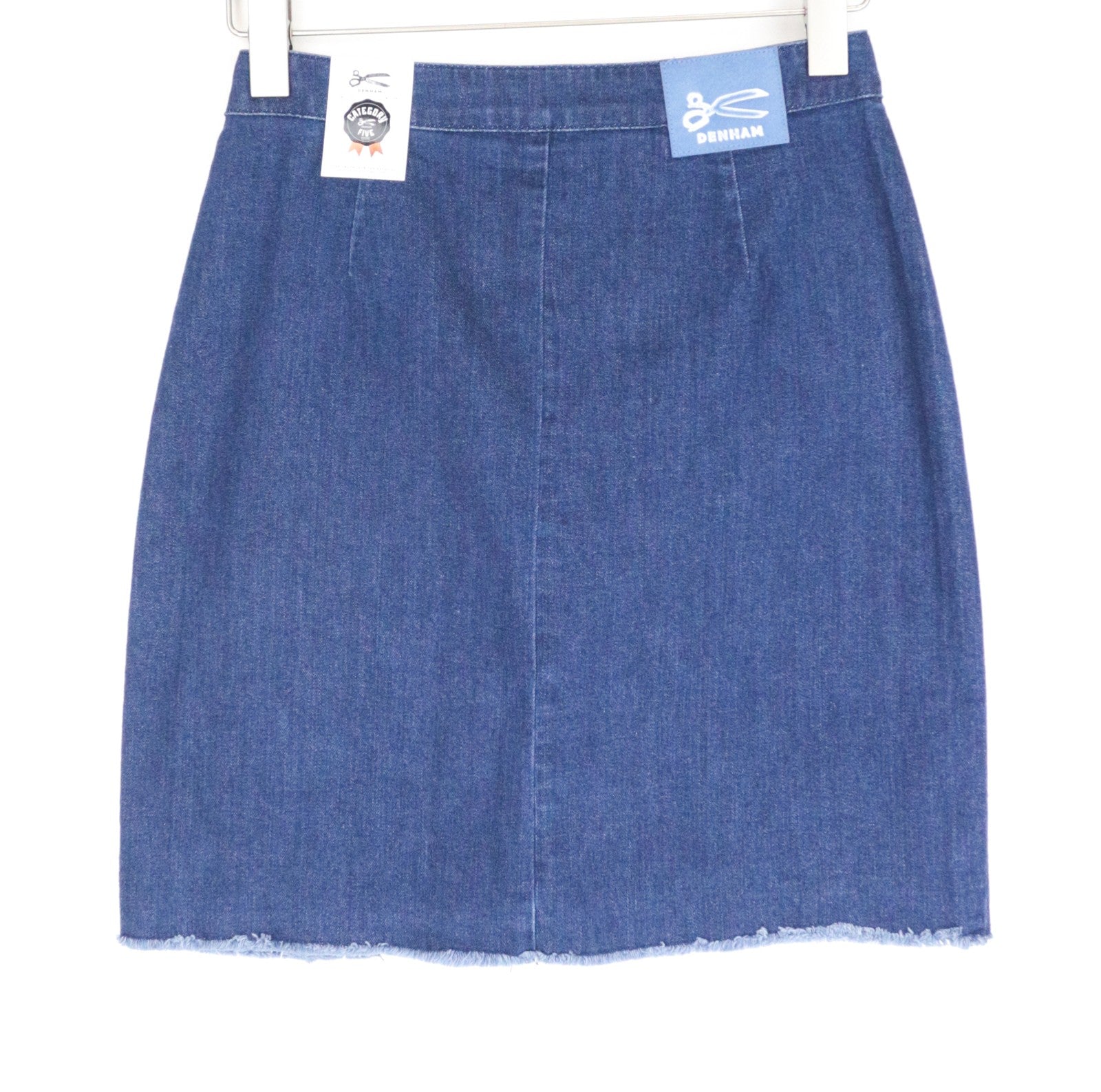 DENHAM Salinas Women's Skirt W25 Blue Cotton Blend Stretch Denim Wrap Style