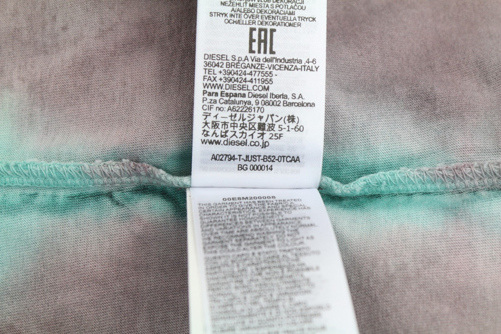 DIESEL T-Just-B52 Men T-Shirt M Short Sleeved Acid Wash Effect Crew Neck RRP€125