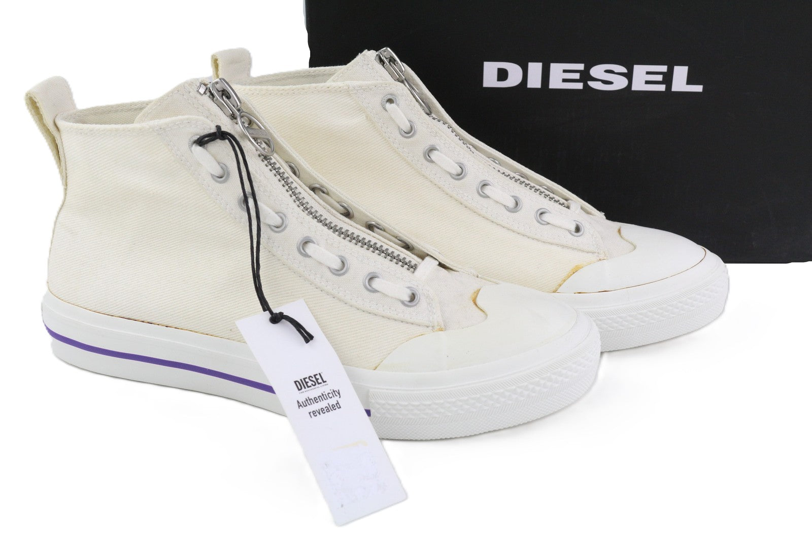 DIESEL S-Astico Mzip Womens Sneakers EU40.5 Zipper Almond Toe RRP€180