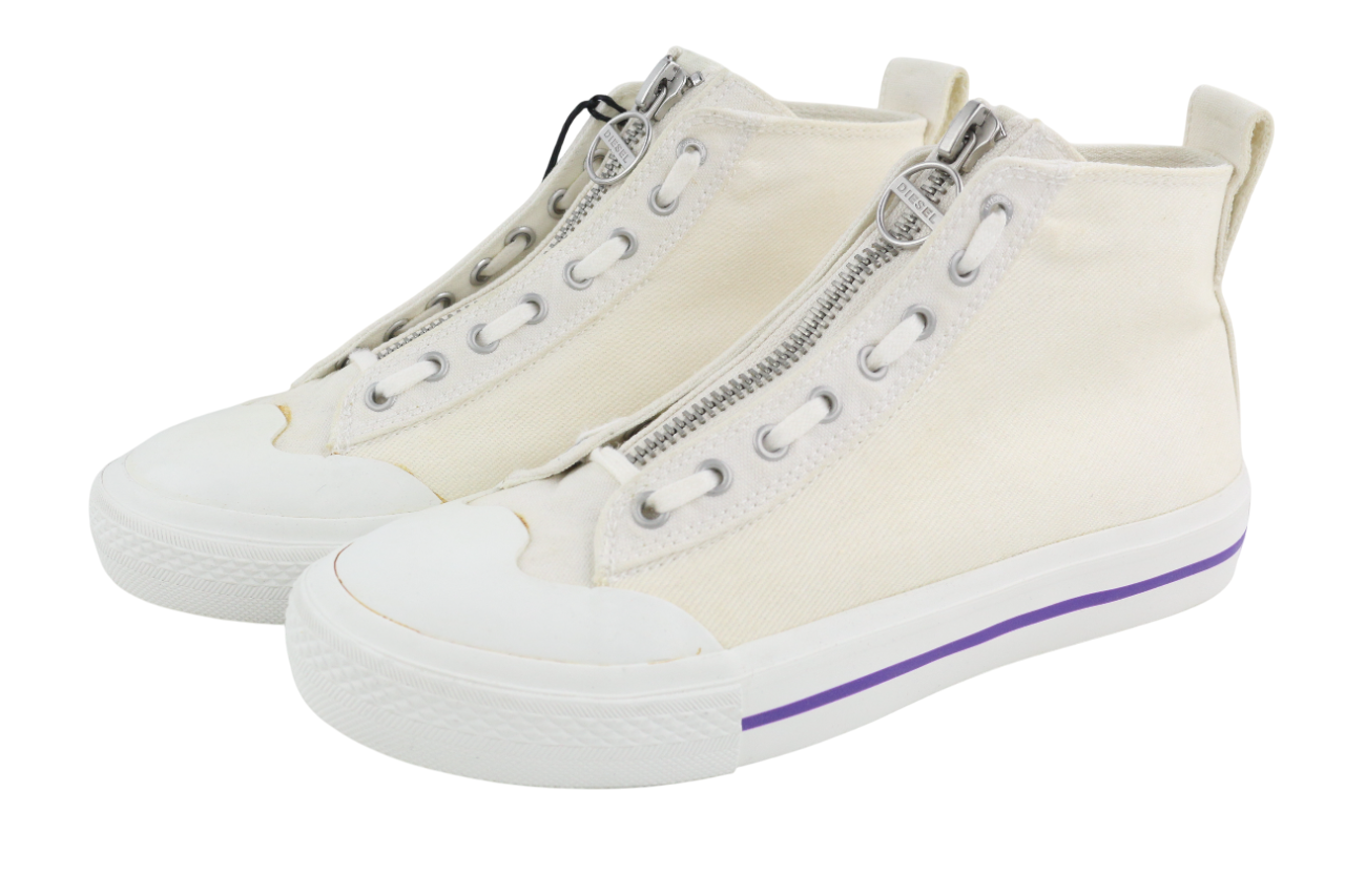 DIESEL S-Astico Mzip Womens Sneakers EU40.5 Zipper Almond Toe RRP€180
