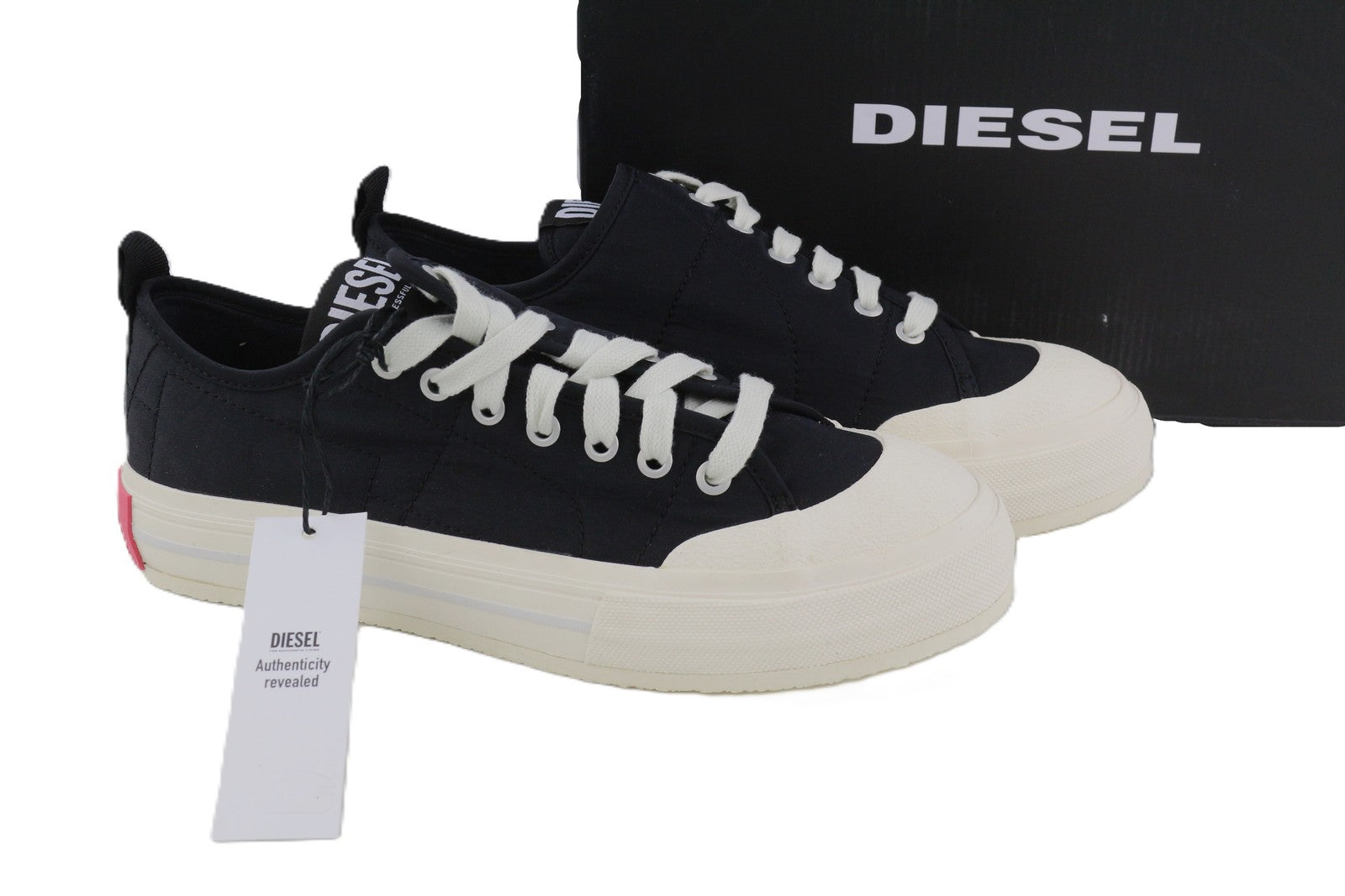 DIESEL S-Muji LC Womens Sneakers EU41 Black Low Top Lace Up Almond Toe RRP€160