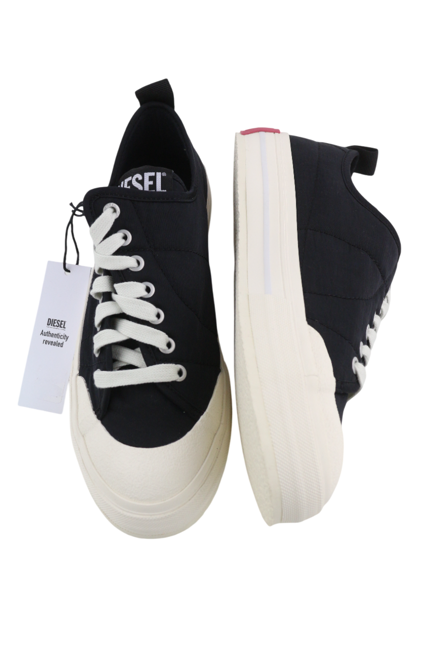 DIESEL S-Muji LC Womens Sneakers EU41 Black Low Top Lace Up Almond Toe RRP€160