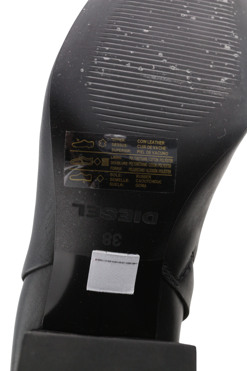 DIESEL Jaynet MAB Womens Boots EU38 Black Leather Zipper Almond Toe RRP€290