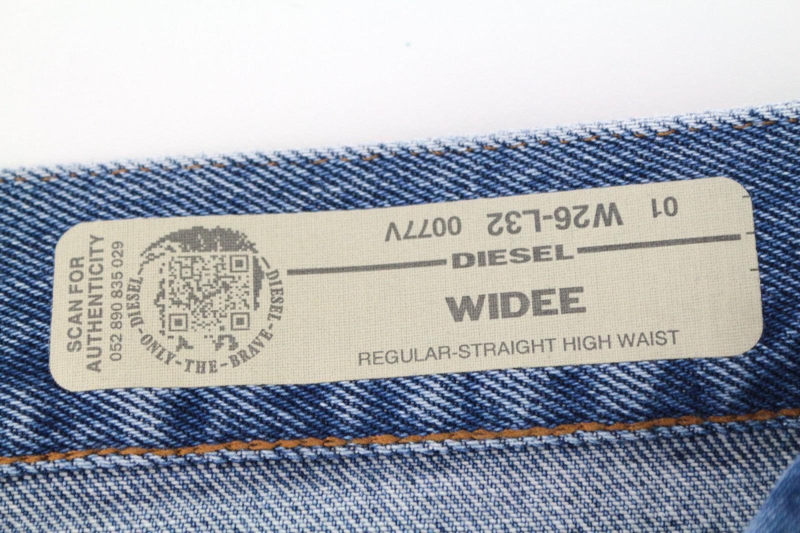 DIESEL Widee 0077V Women's Jeans W26/L32 Straight Blue High Waist Cotton Denim