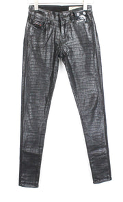 DIESEL Slandy-SP4 0094S Women's Jeans W26/L34 Black Coated Super Skinny Fit