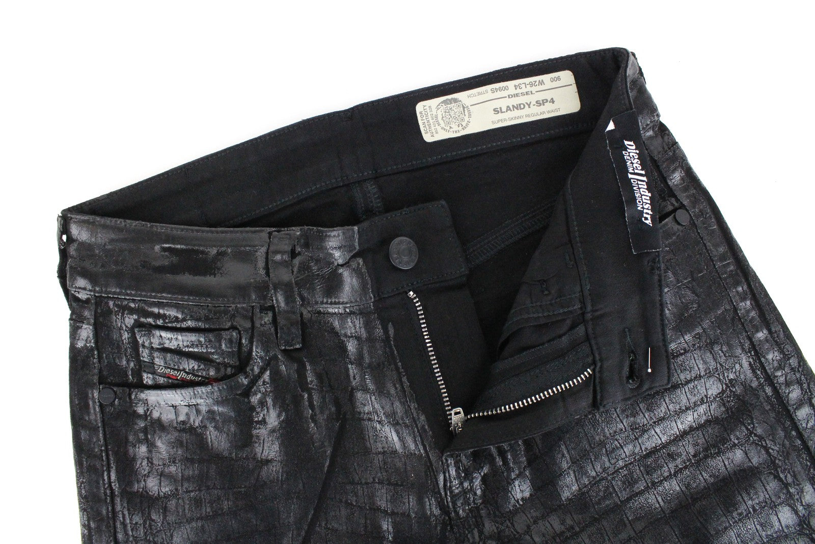 DIESEL Slandy-SP4 0094S Women's Jeans W26/L34 Black Coated Super Skinny Fit