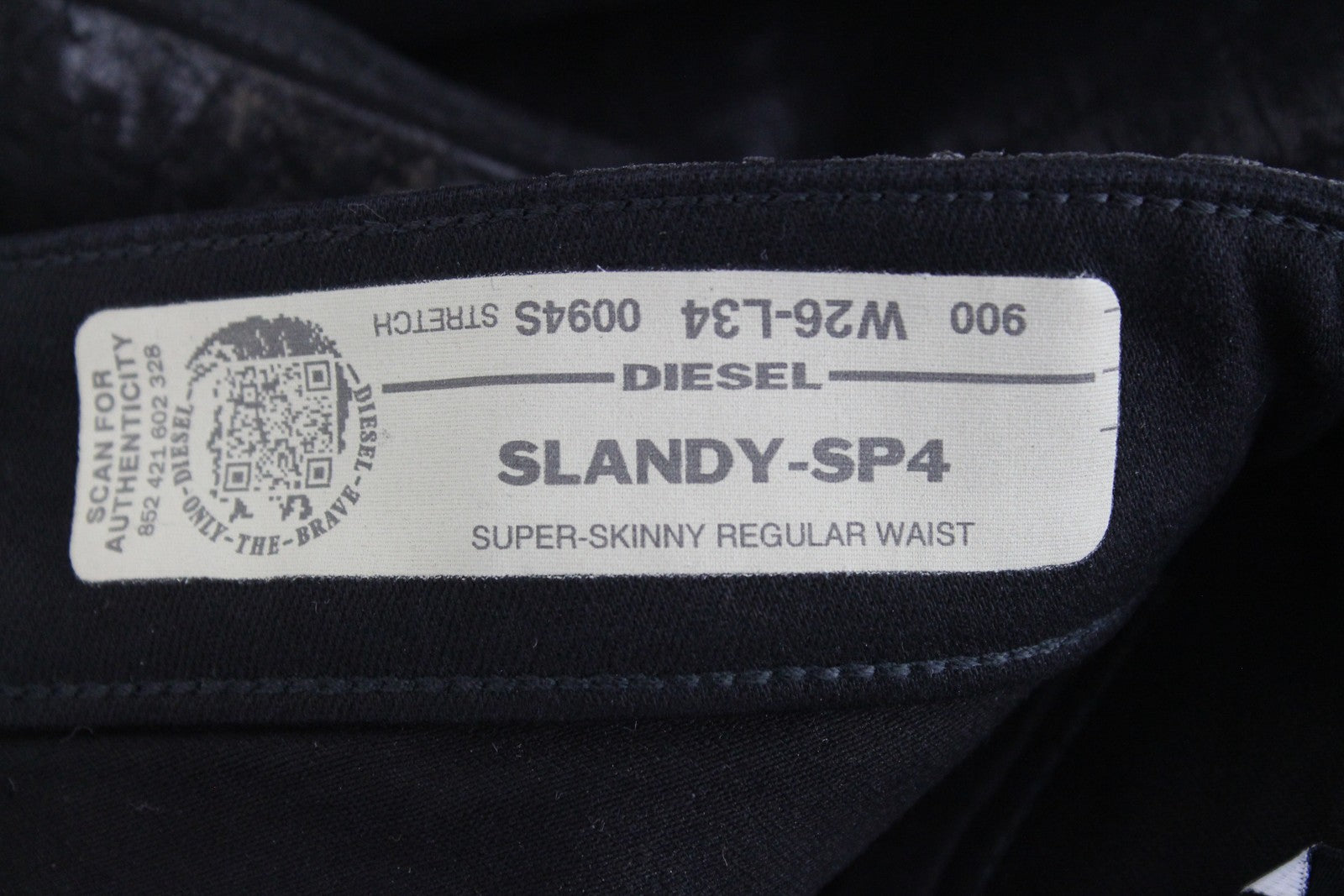 DIESEL Slandy-SP4 0094S Women's Jeans W26/L34 Black Coated Super Skinny Fit