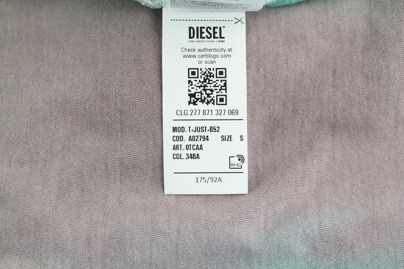 DIESEL T-Just-B52 Men T-Shirt S Short Sleeved Acid Wash Effect Crew Neck RRP€125