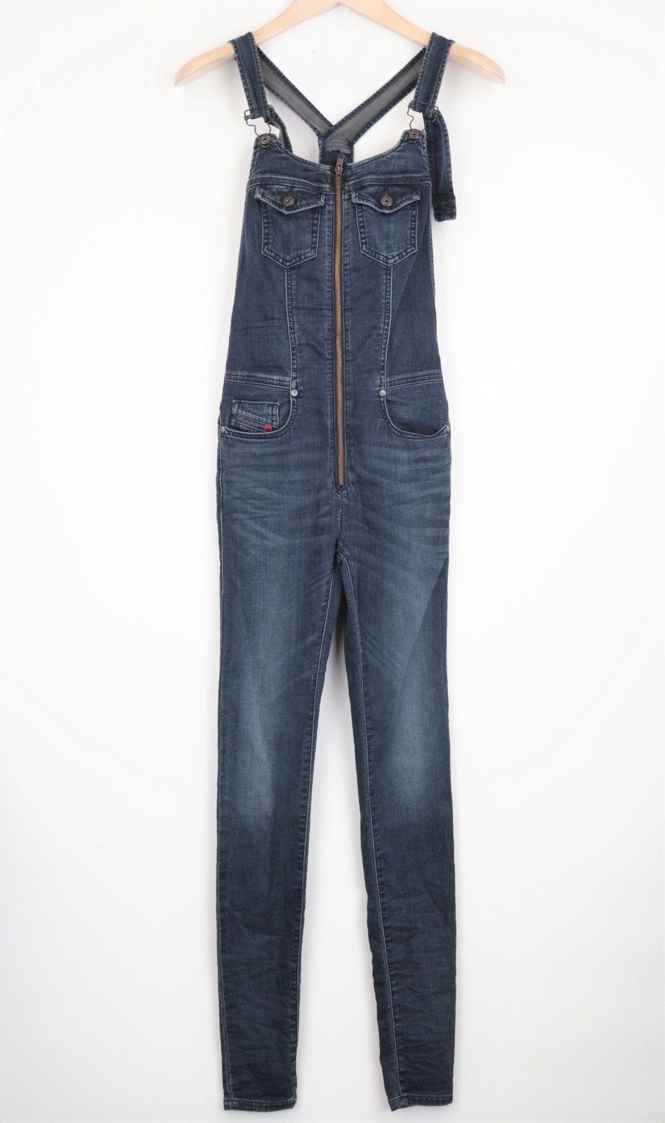 DIESEL Jeide-NE 0842W Women's Jumpsuit 2XS Slim Jogg Blue Stretch Dungarees