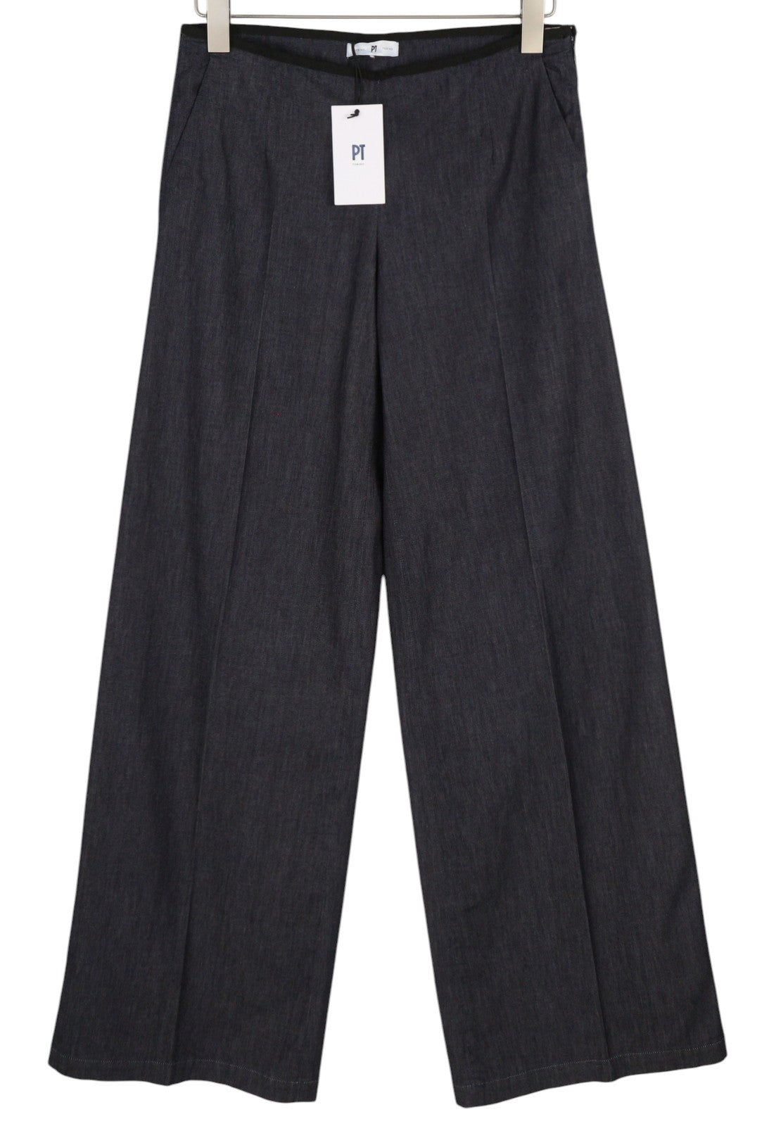 PT TORINO Womens Trousers 38  Look Flared Leg Hight Waist Zip Dark Blue