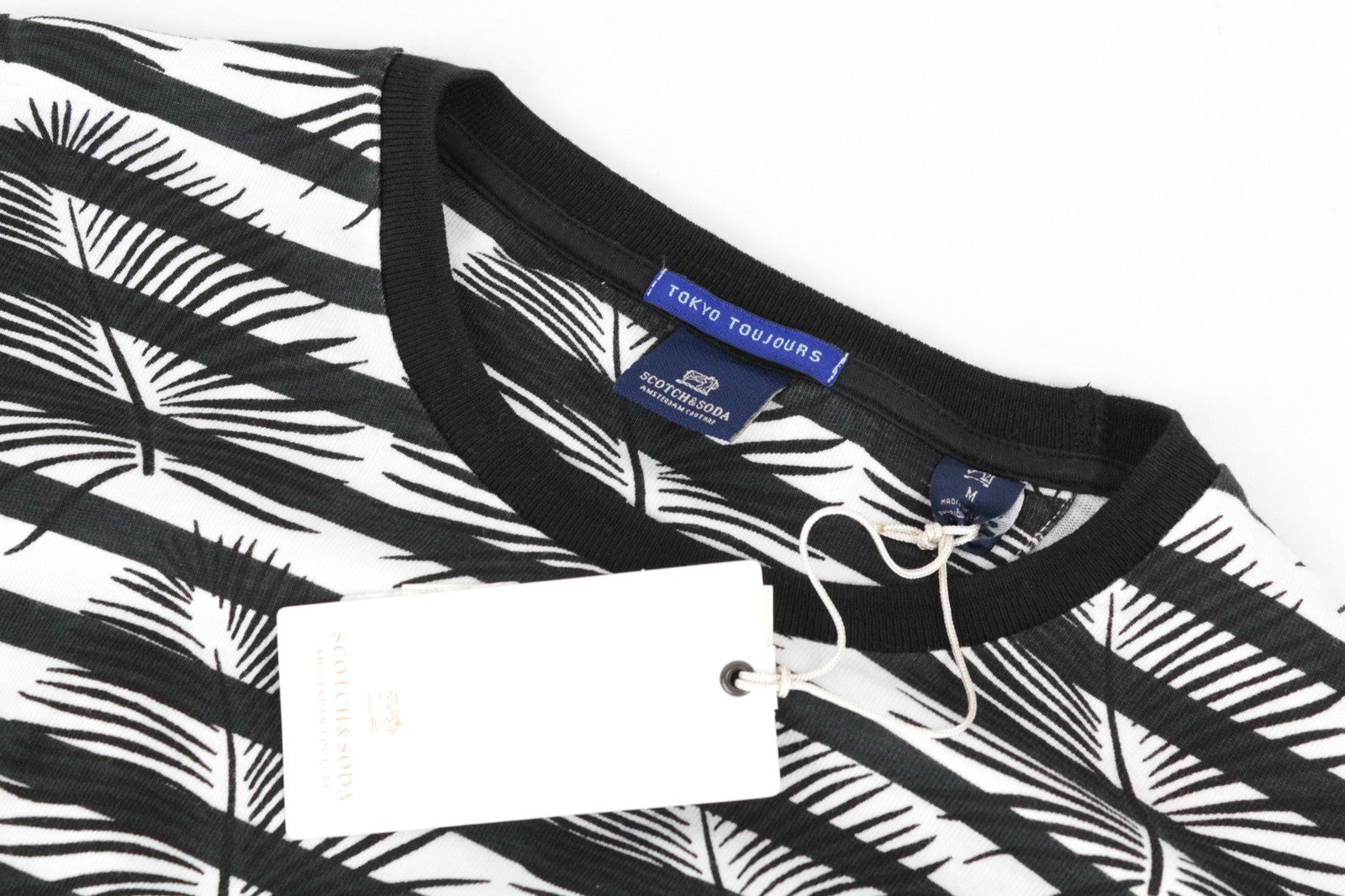 SCOTCH & SODA Tokyo Toujours Men's Sweatshirt M Striped Palm Print Crew Style