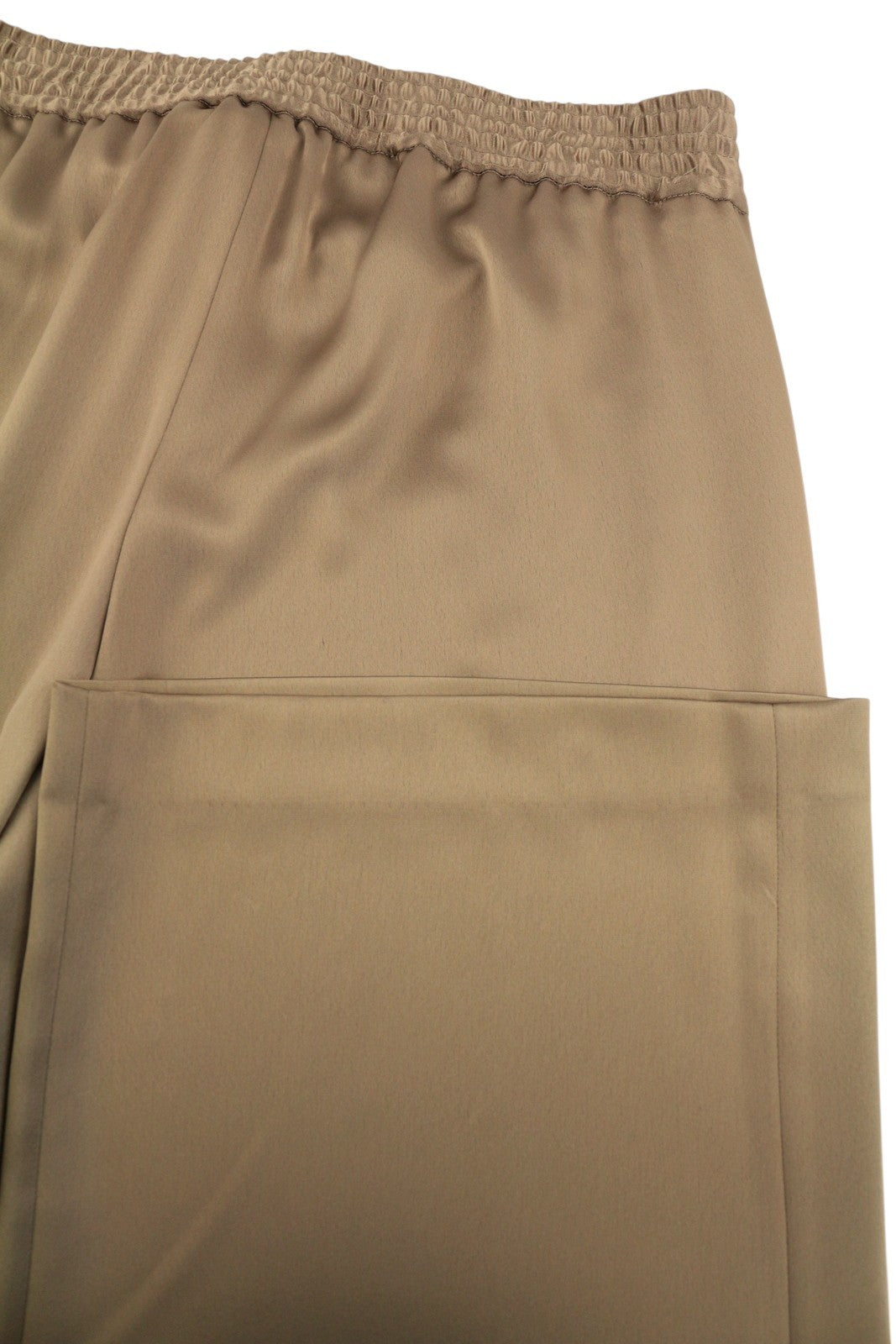 PT TORINO Lydia Womens Trousers 44 Brown Shiny Elastic Waist Flared Leg Pockets