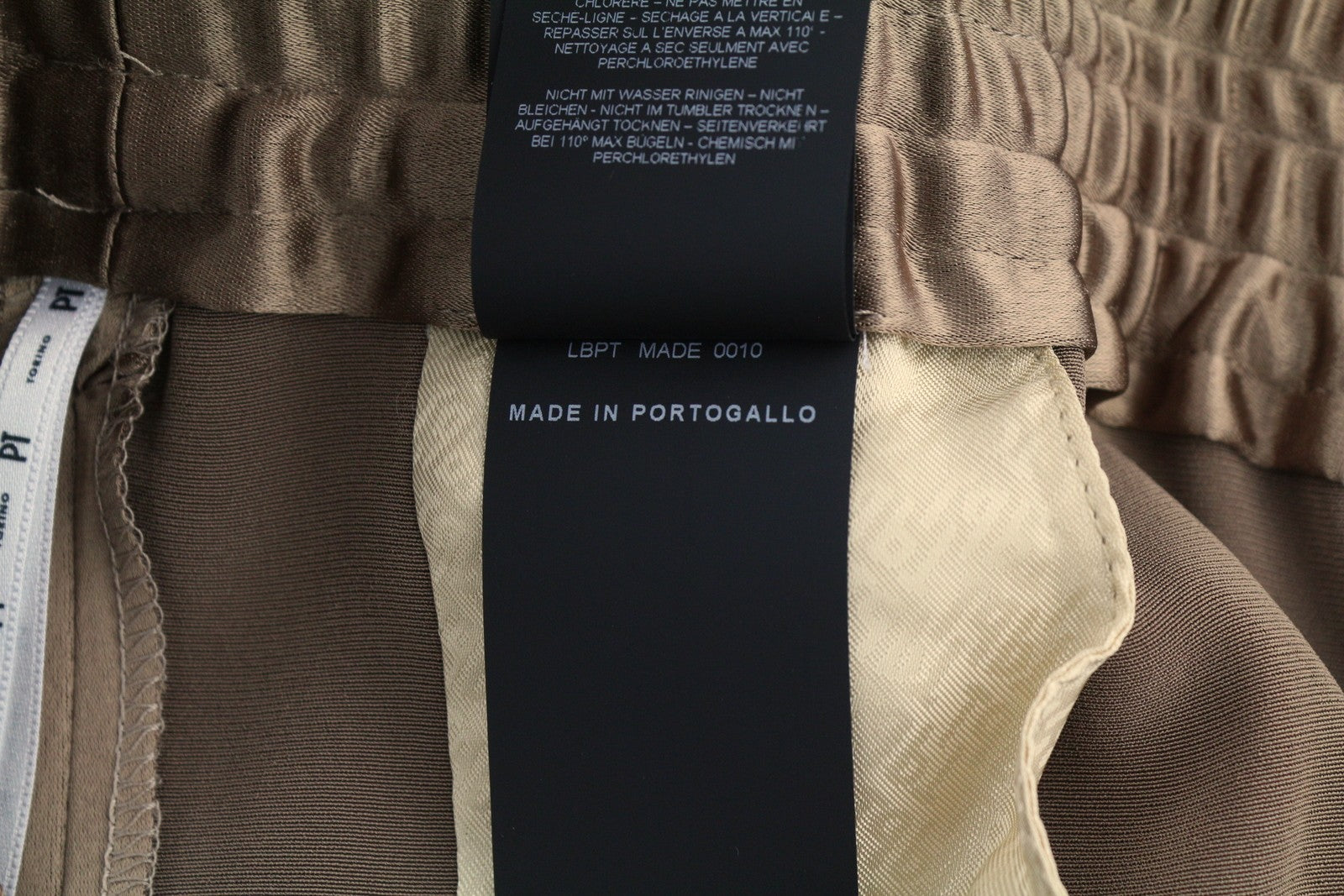 PT TORINO Lydia Womens Trousers 46 Brown Shiny Elastic Waist Flared Leg Pockets