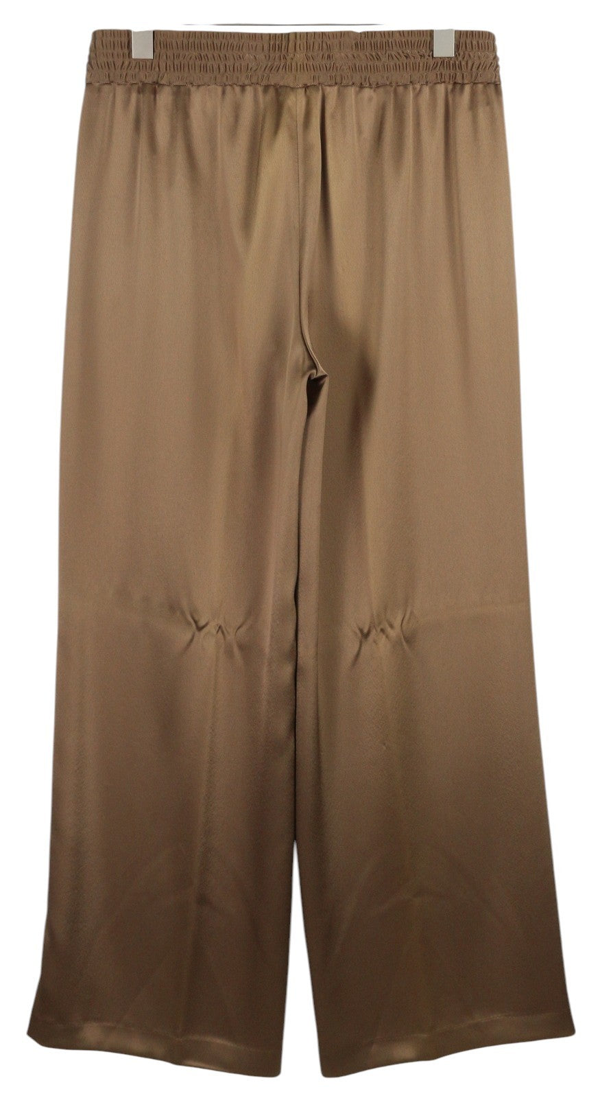 PT TORINO Lydia Womens Trousers 46 Brown Shiny Elastic Waist Flared Leg Pockets