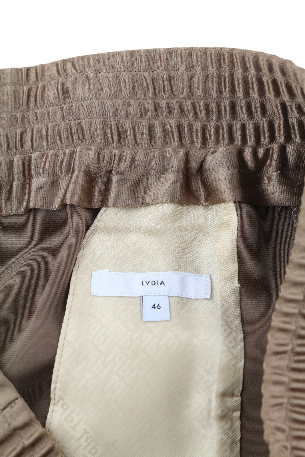 PT TORINO Lydia Womens Trousers 46 Brown Shiny Elastic Waist Flared Leg Pockets