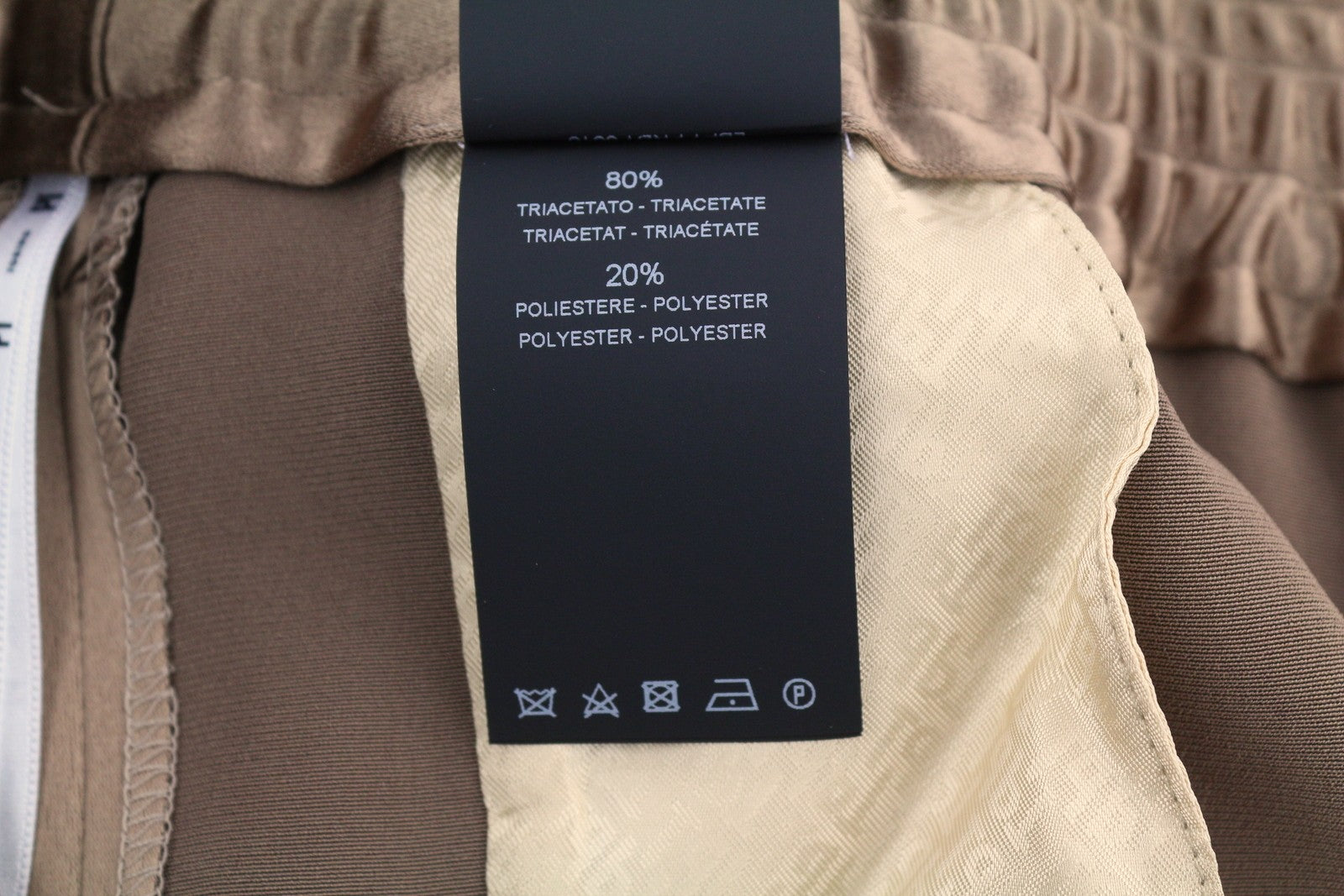 PT TORINO Lydia Womens Trousers 46 Brown Shiny Elastic Waist Flared Leg Pockets