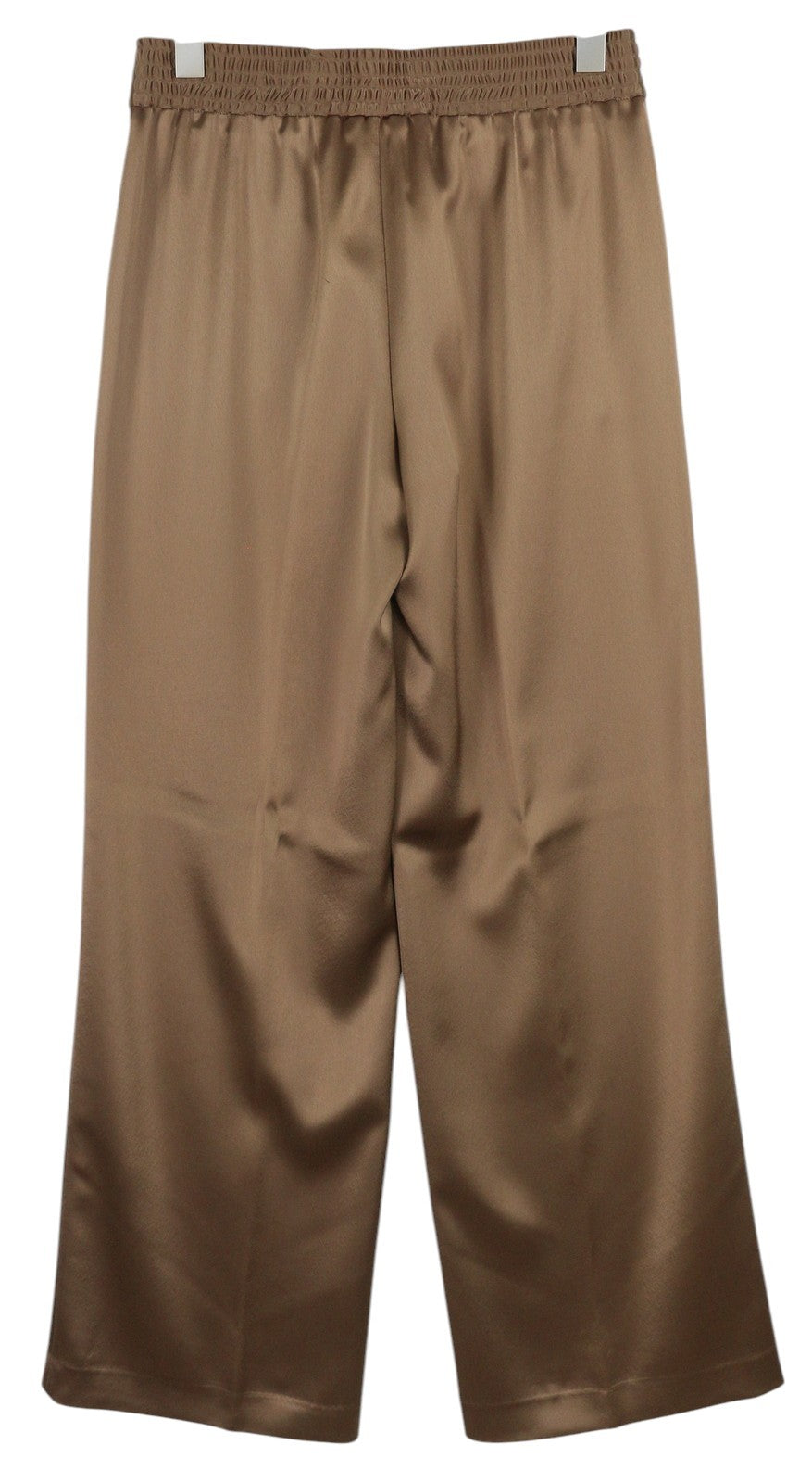 PT TORINO Lydia Womens Trousers 40 Brown Shiny Elastic Waist Flared Leg Pockets