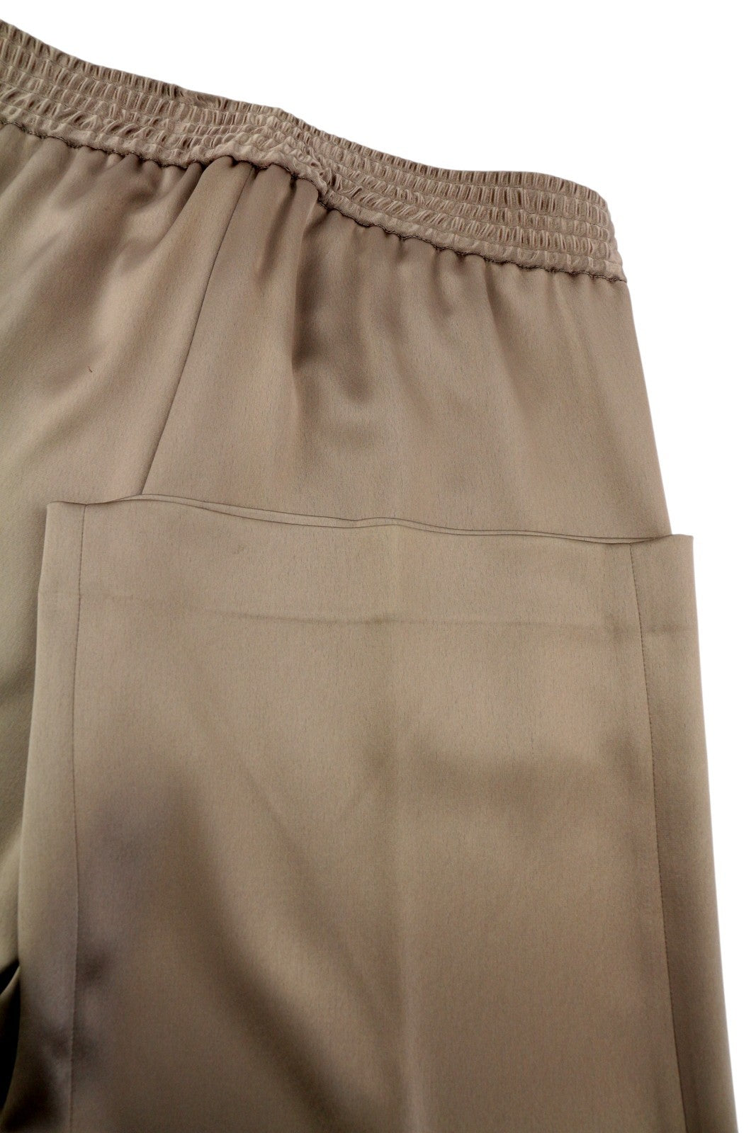 PT TORINO Lydia Womens Trousers 40 Brown Shiny Elastic Waist Flared Leg Pockets