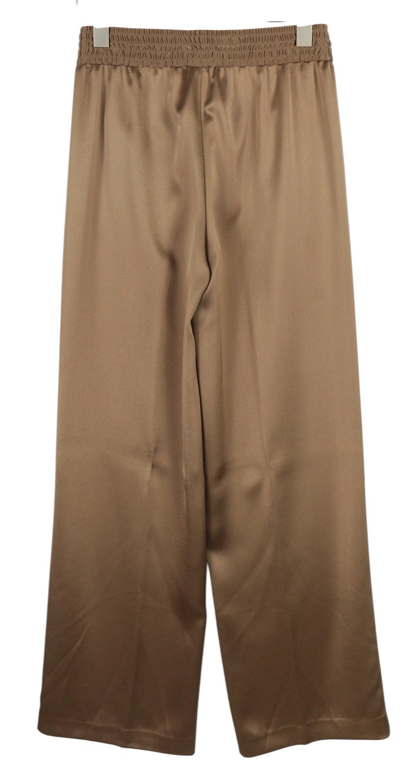 PT TORINO Lydia Womens Trousers 38 Brown Shiny Elastic Waist Flared Leg Pockets