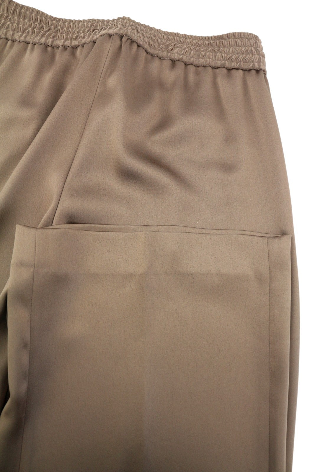 PT TORINO Lydia Womens Trousers 38 Brown Shiny Elastic Waist Flared Leg Pockets