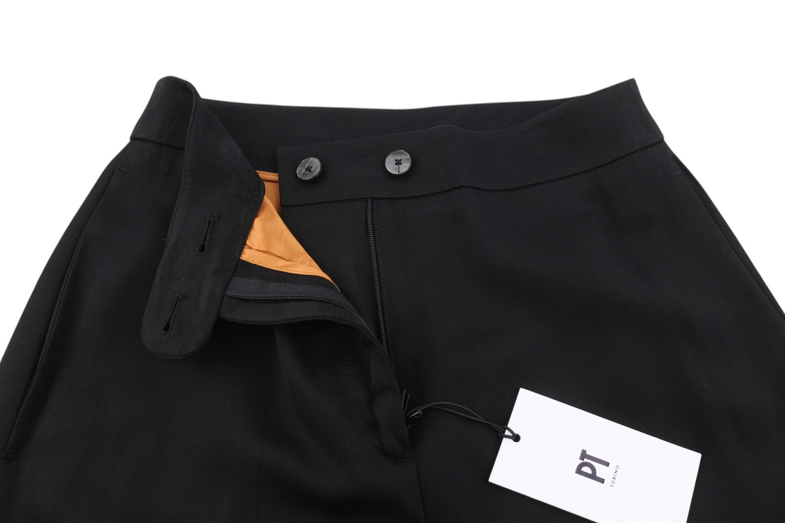 PT TORINO Mia Womens Trousers 38 Black High Waist Flared Leg Zip Fly Pockets
