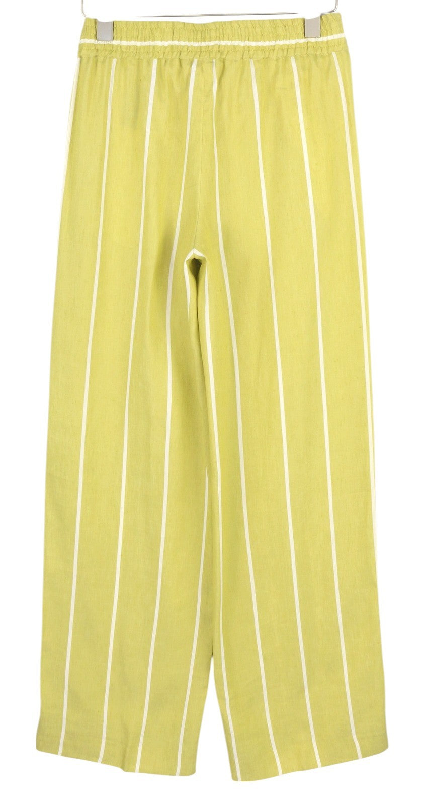 PT TORINO Lydia Womens Trousers 40 Green Pinstriped Elastic Waist Linen