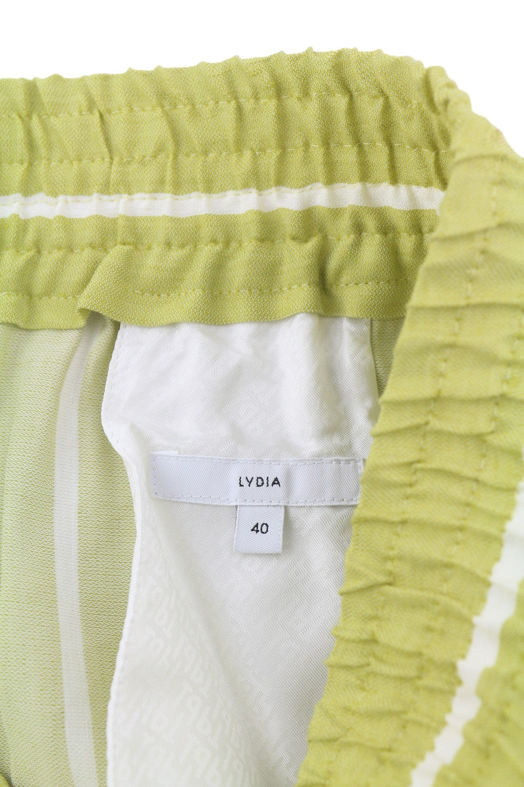 PT TORINO Lydia Womens Trousers 40 Green Pinstriped Elastic Waist Linen