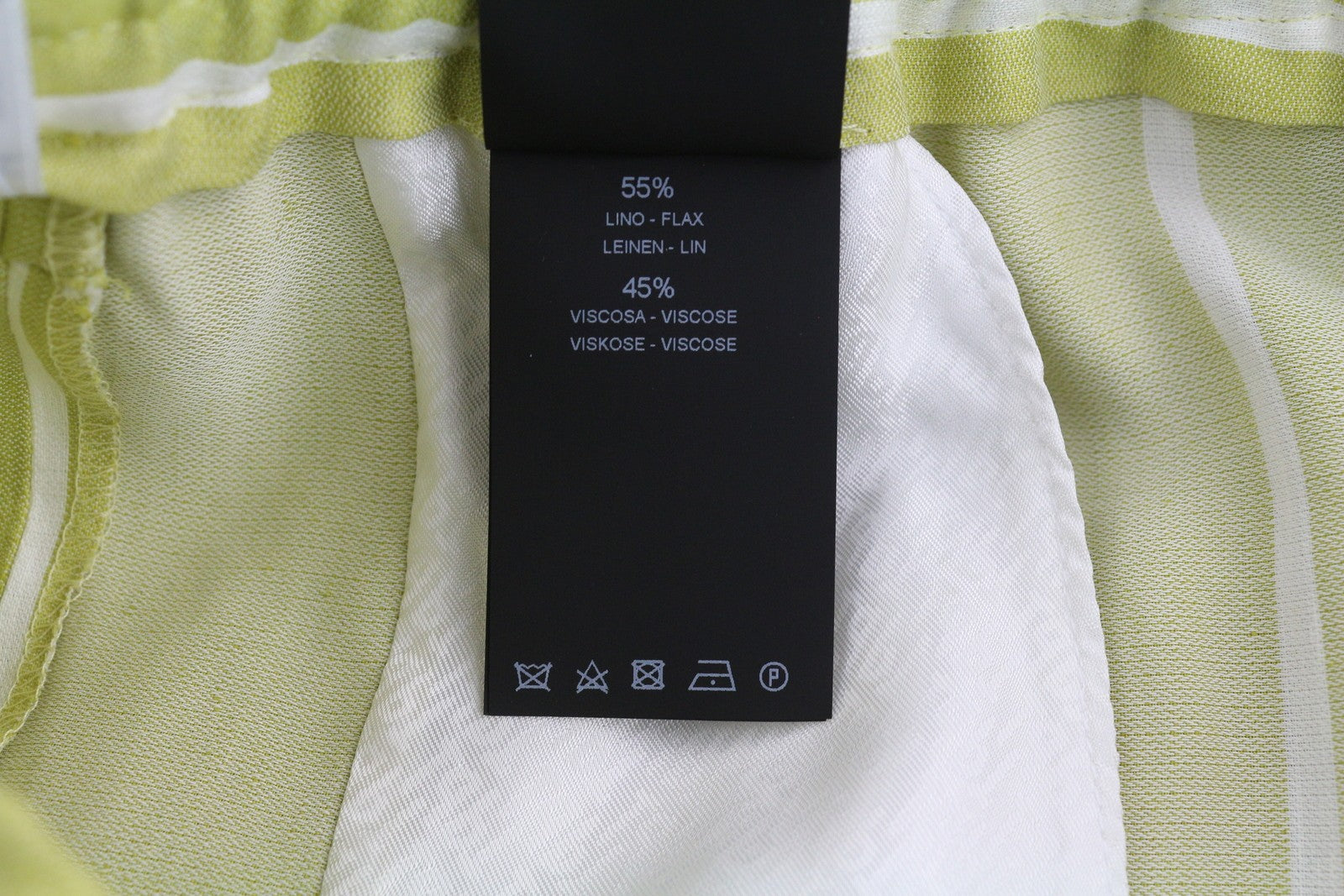 PT TORINO Lydia Womens Trousers 42 Green Pinstriped Elastic Waist Linen