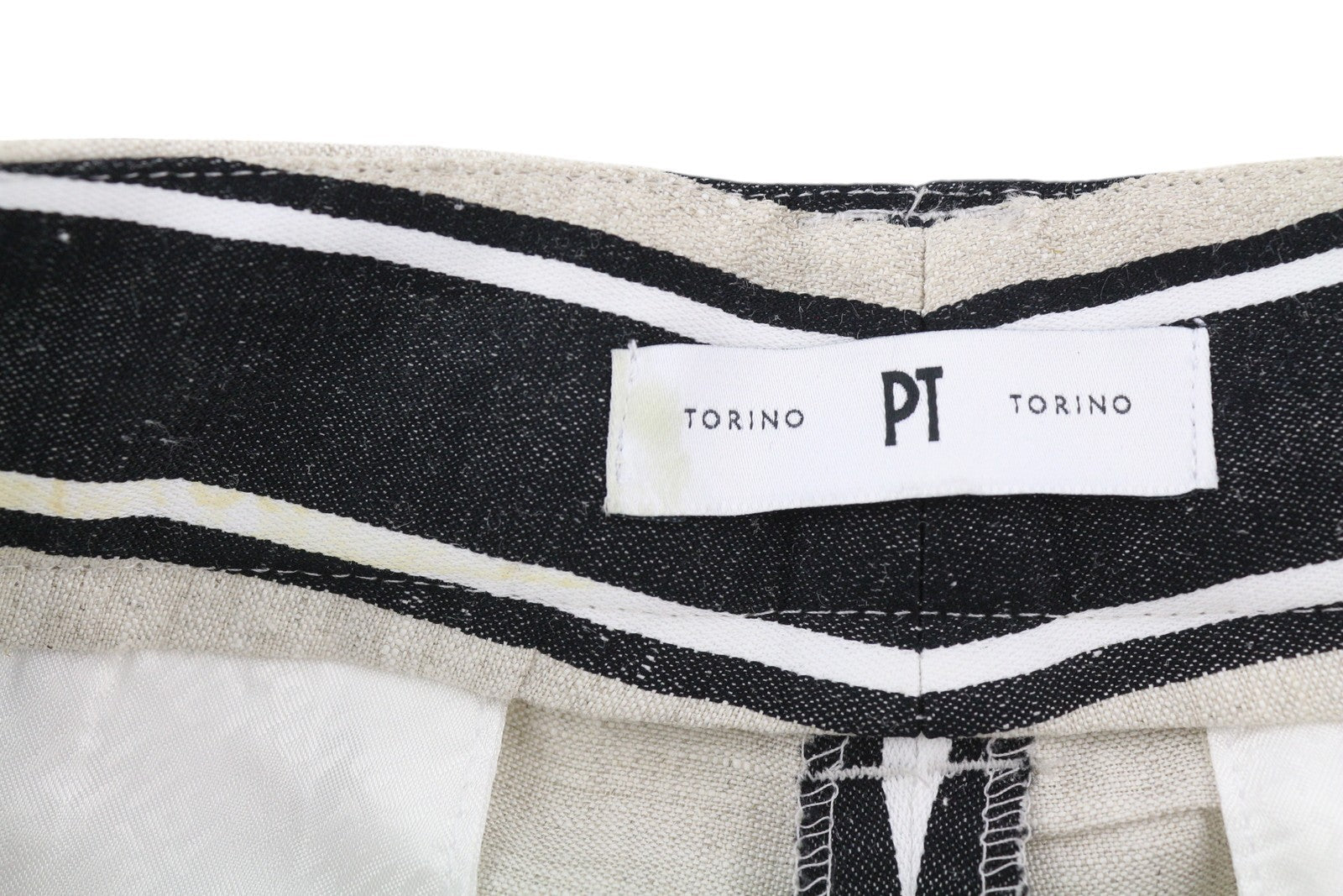 PT TORINO Ambra Womens Trousers 40 Linen  Pinstriped Turn-Up Light