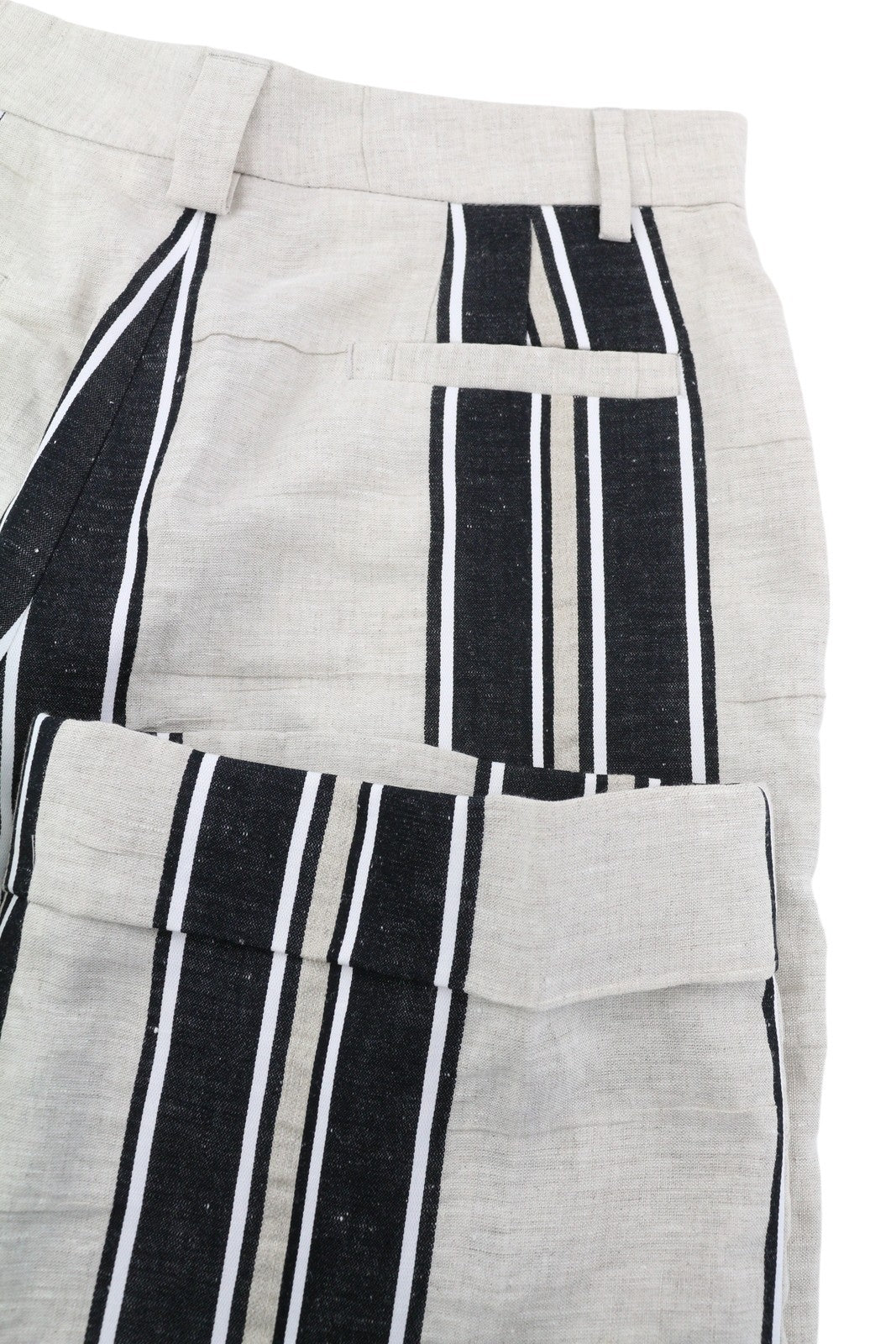 PT TORINO Ambra Womens Trousers 40 Linen  Pinstriped Turn-Up Light