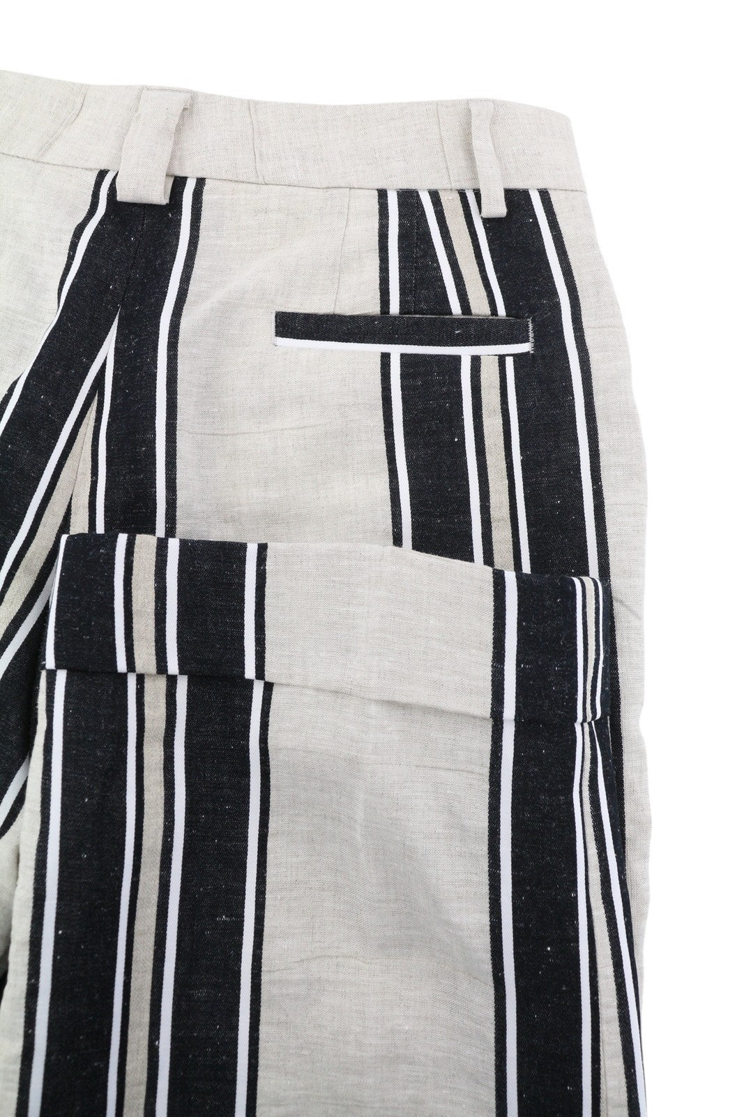 PT TORINO Ambra Womens Trousers 42 Linen  Pinstriped Turn-Up Light