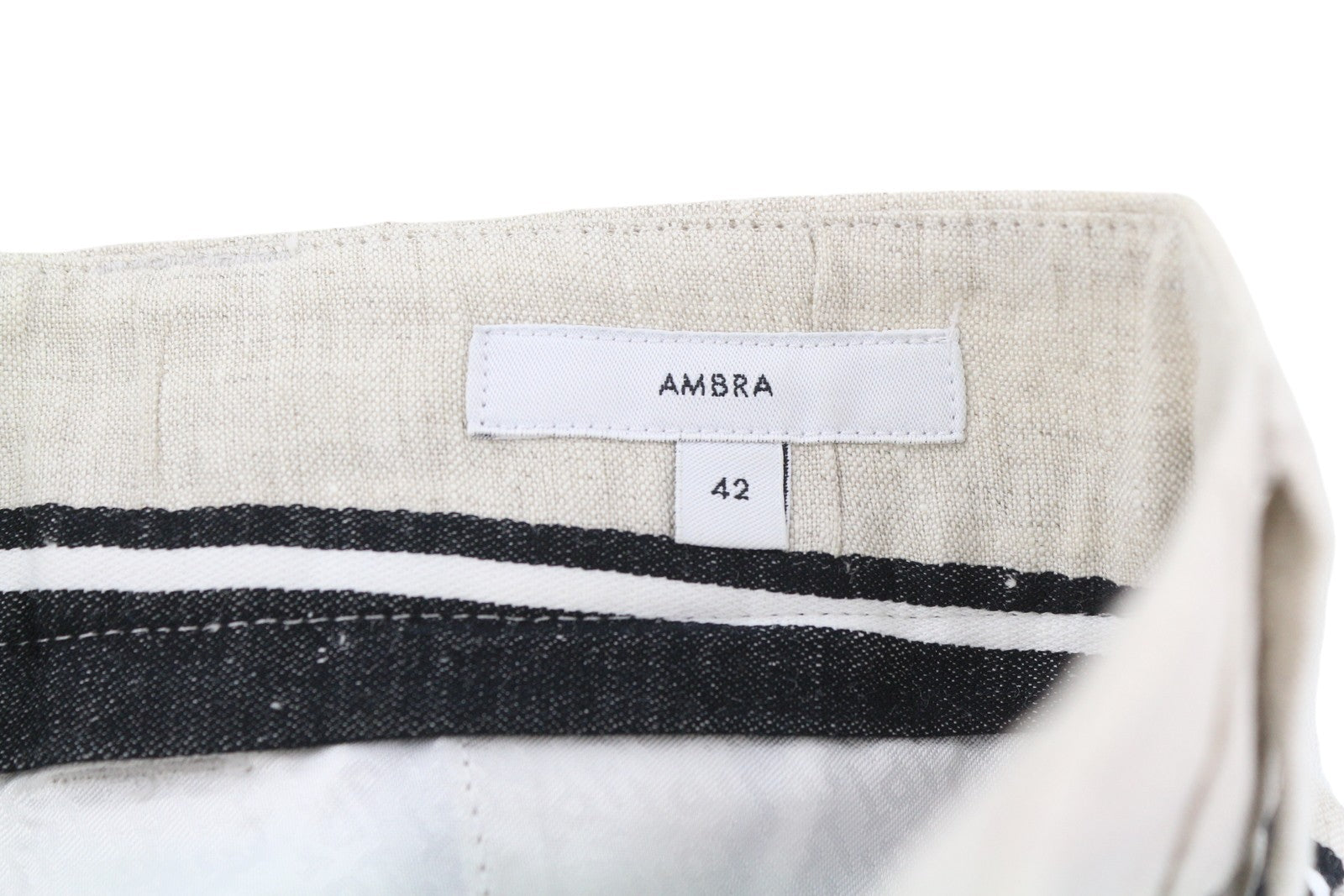 PT TORINO Ambra Womens Trousers 42 Linen  Pinstriped Turn-Up Light